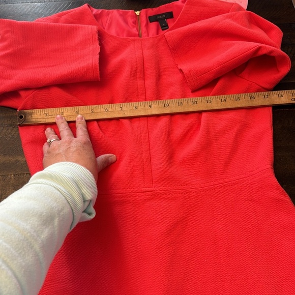 Soft red J. Crew Dress business casual size 8 3/4 sleeve Gold back zipper - Picture 7 of 8